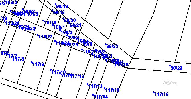 Parcela st. 99/2 v KÚ Vracov, Katastrální mapa