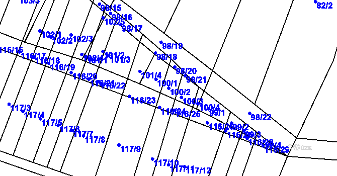Parcela st. 100/2 v KÚ Vracov, Katastrální mapa