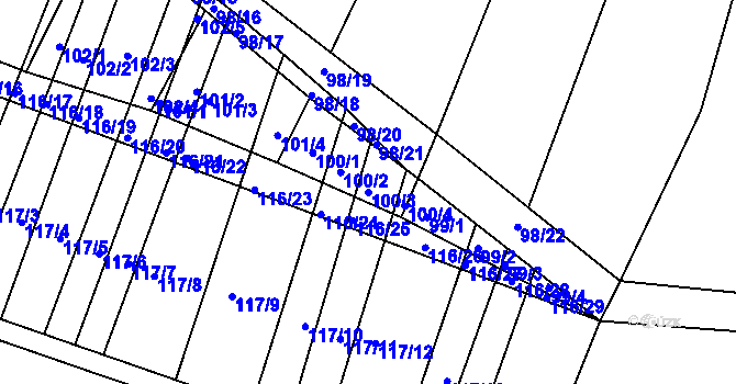 Parcela st. 100/3 v KÚ Vracov, Katastrální mapa