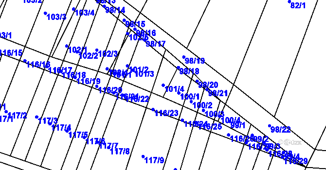 Parcela st. 101/4 v KÚ Vracov, Katastrální mapa