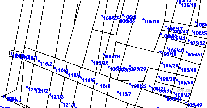 Parcela st. 105/28 v KÚ Vracov, Katastrální mapa