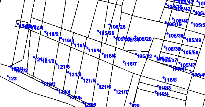 Parcela st. 116/6 v KÚ Vracov, Katastrální mapa
