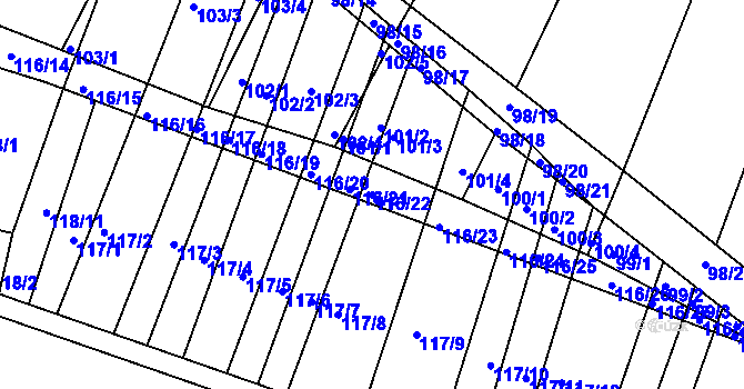 Parcela st. 116/22 v KÚ Vracov, Katastrální mapa