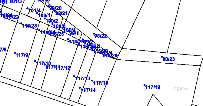 Parcela st. 116/29 v KÚ Vracov, Katastrální mapa