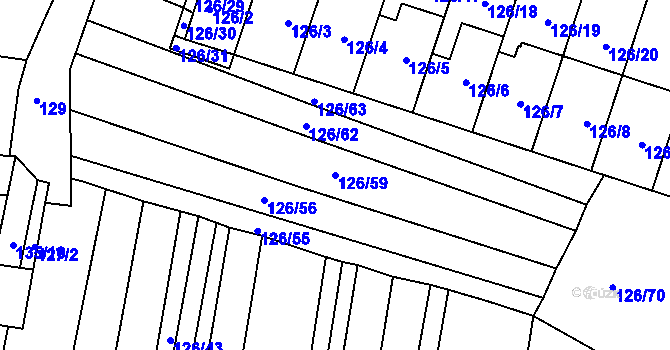 Parcela st. 126/59 v KÚ Vracov, Katastrální mapa