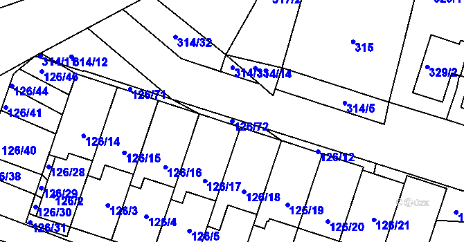 Parcela st. 126/72 v KÚ Vracov, Katastrální mapa