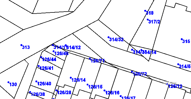 Parcela st. 314/13 v KÚ Vracov, Katastrální mapa
