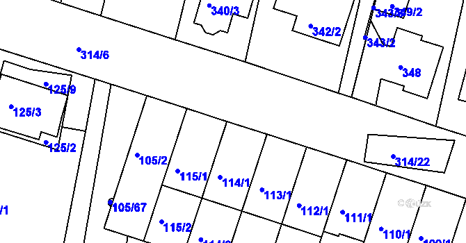 Parcela st. 314/16 v KÚ Vracov, Katastrální mapa