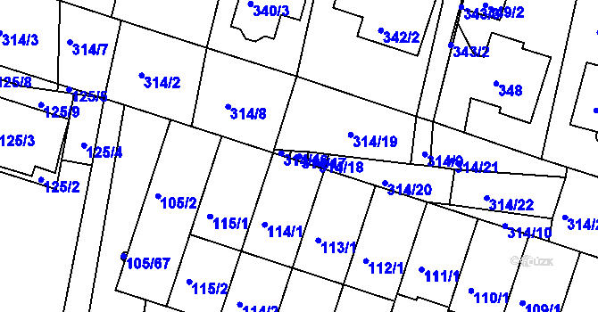 Parcela st. 314/17 v KÚ Vracov, Katastrální mapa