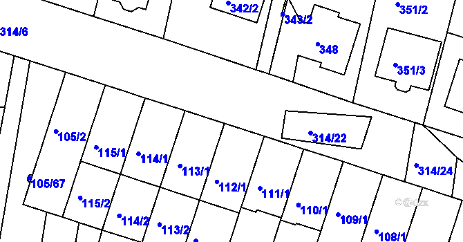 Parcela st. 314/20 v KÚ Vracov, Katastrální mapa