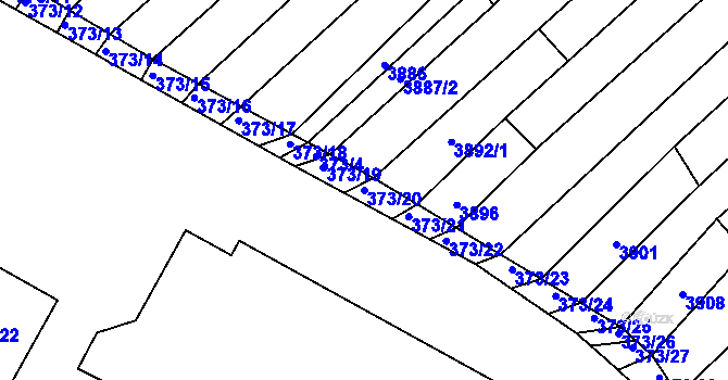 Parcela st. 373/20 v KÚ Vracov, Katastrální mapa