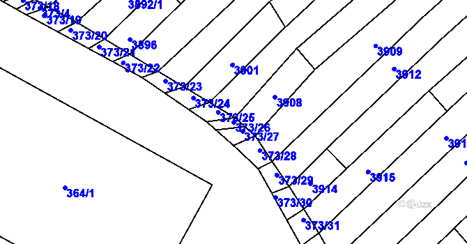 Parcela st. 373/26 v KÚ Vracov, Katastrální mapa