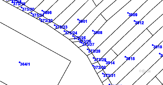 Parcela st. 373/27 v KÚ Vracov, Katastrální mapa