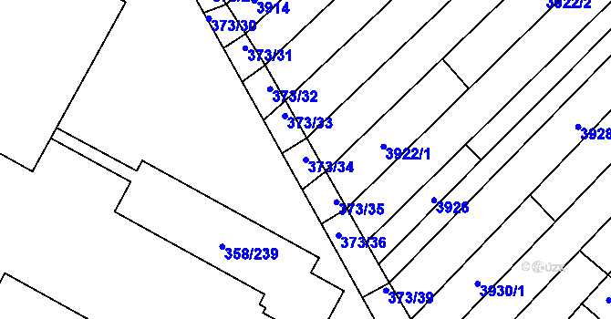 Parcela st. 373/34 v KÚ Vracov, Katastrální mapa