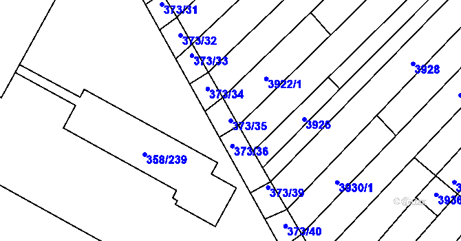 Parcela st. 373/35 v KÚ Vracov, Katastrální mapa