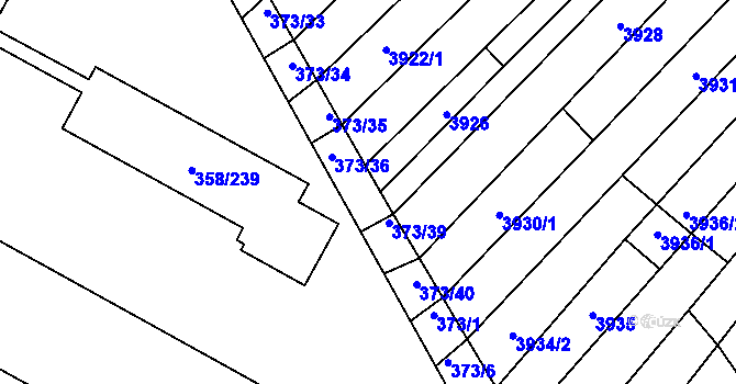 Parcela st. 373/37 v KÚ Vracov, Katastrální mapa