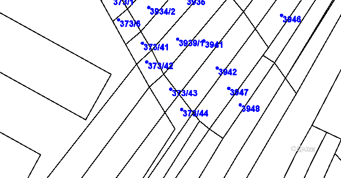 Parcela st. 373/43 v KÚ Vracov, Katastrální mapa