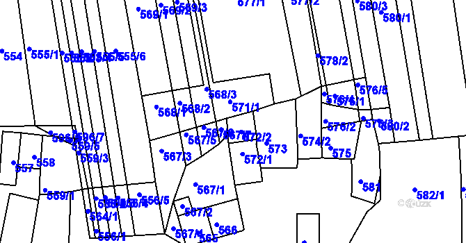 Parcela st. 572/3 v KÚ Vracov, Katastrální mapa