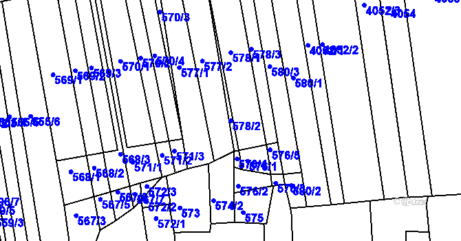 Parcela st. 578/2 v KÚ Vracov, Katastrální mapa