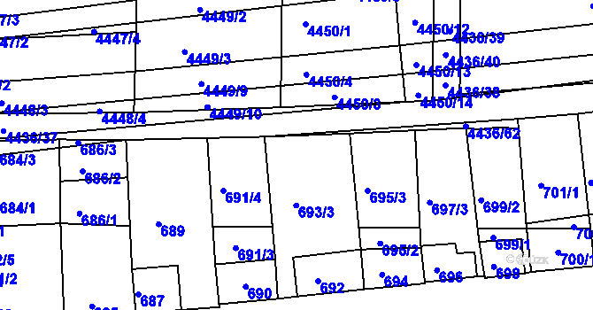 Parcela st. 693/1 v KÚ Vracov, Katastrální mapa