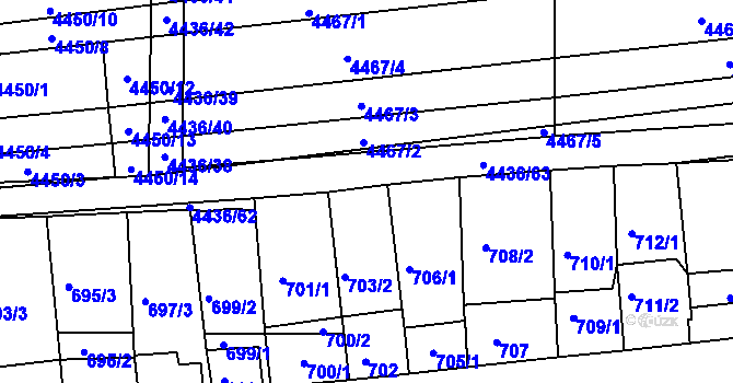 Parcela st. 704/1 v KÚ Vracov, Katastrální mapa