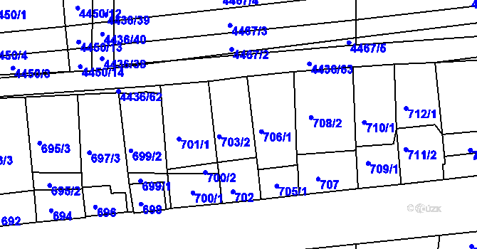 Parcela st. 704/2 v KÚ Vracov, Katastrální mapa