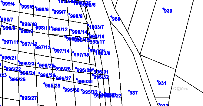 Parcela st. 989/21 v KÚ Vracov, Katastrální mapa