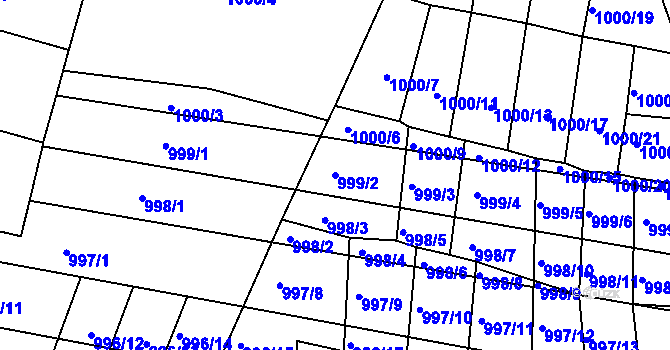 Parcela st. 999/2 v KÚ Vracov, Katastrální mapa