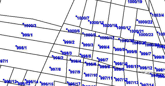 Parcela st. 999/3 v KÚ Vracov, Katastrální mapa