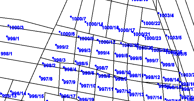 Parcela st. 999/4 v KÚ Vracov, Katastrální mapa