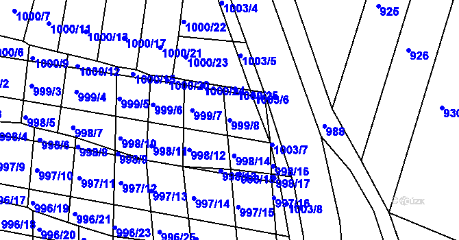 Parcela st. 999/8 v KÚ Vracov, Katastrální mapa