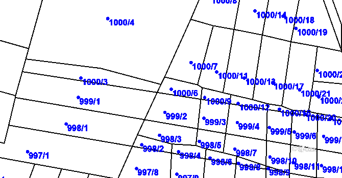 Parcela st. 1000/6 v KÚ Vracov, Katastrální mapa