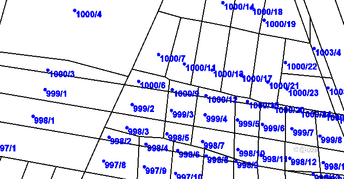 Parcela st. 1000/9 v KÚ Vracov, Katastrální mapa