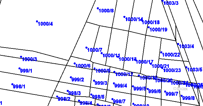 Parcela st. 1000/11 v KÚ Vracov, Katastrální mapa