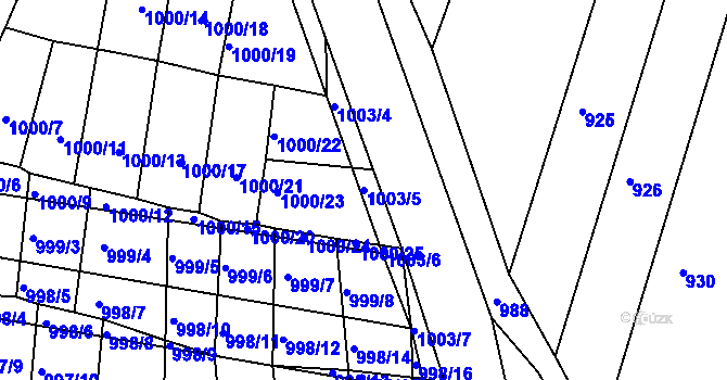 Parcela st. 1003/5 v KÚ Vracov, Katastrální mapa