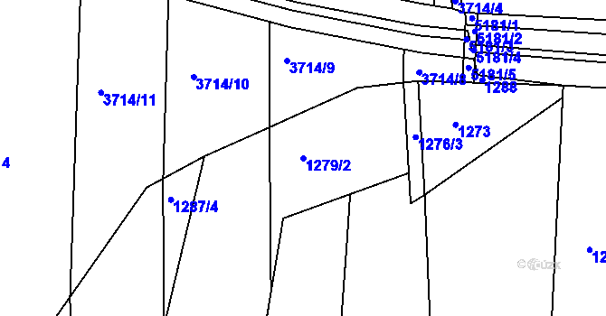 Parcela st. 1279/2 v KÚ Vracov, Katastrální mapa