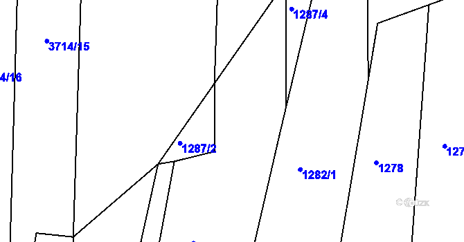 Parcela st. 1287/3 v KÚ Vracov, Katastrální mapa