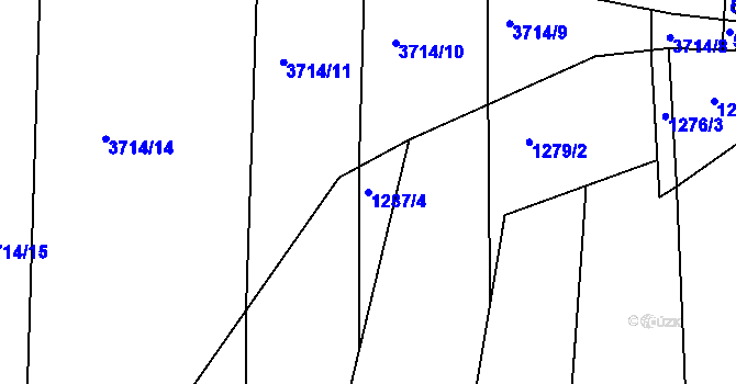 Parcela st. 1287/4 v KÚ Vracov, Katastrální mapa