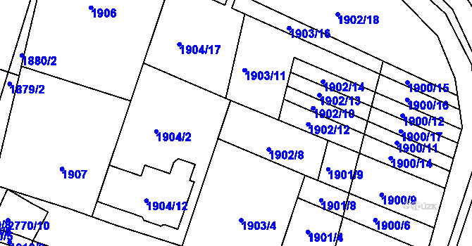 Parcela st. 1903/10 v KÚ Vracov, Katastrální mapa