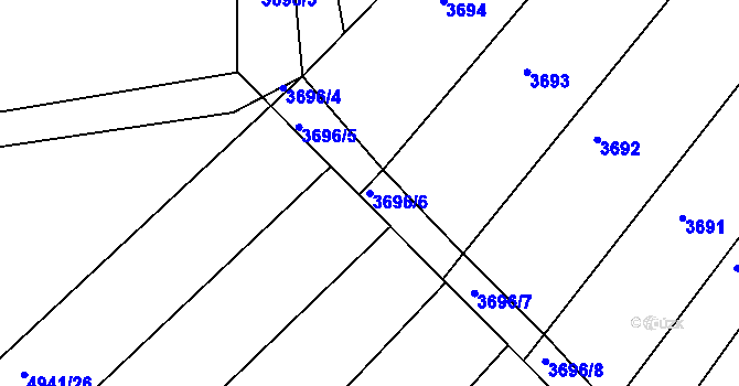 Parcela st. 3696/6 v KÚ Vracov, Katastrální mapa