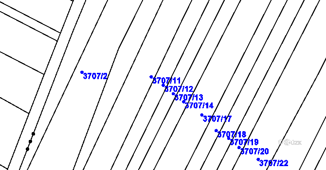 Parcela st. 3707/12 v KÚ Vracov, Katastrální mapa