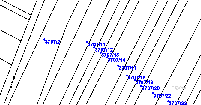 Parcela st. 3707/13 v KÚ Vracov, Katastrální mapa
