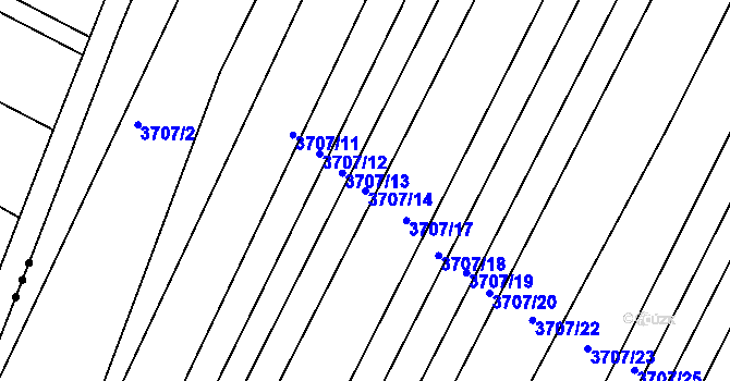Parcela st. 3707/14 v KÚ Vracov, Katastrální mapa