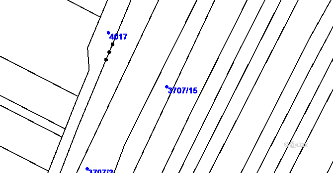 Parcela st. 3707/15 v KÚ Vracov, Katastrální mapa