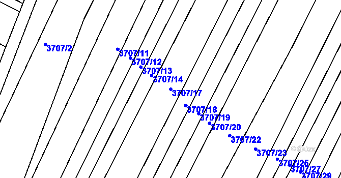 Parcela st. 3707/17 v KÚ Vracov, Katastrální mapa