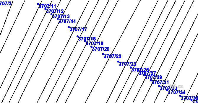 Parcela st. 3707/21 v KÚ Vracov, Katastrální mapa