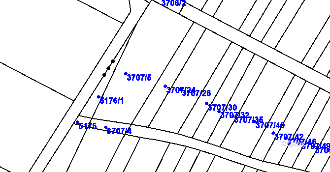 Parcela st. 3707/24 v KÚ Vracov, Katastrální mapa
