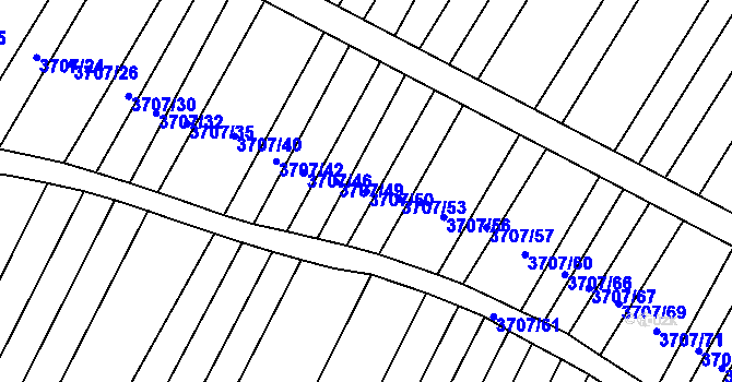 Parcela st. 3707/50 v KÚ Vracov, Katastrální mapa