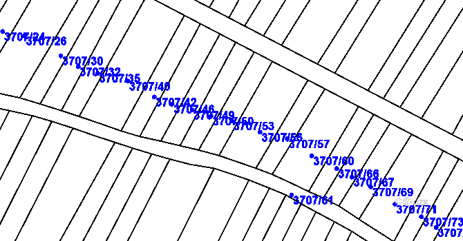 Parcela st. 3707/53 v KÚ Vracov, Katastrální mapa
