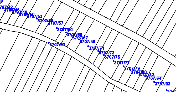 Parcela st. 3707/71 v KÚ Vracov, Katastrální mapa